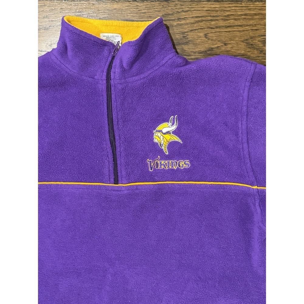 NFL Team Apparel Minnesota Vikings Kids Large 14/16 Football 1/4 Zip Fleece
